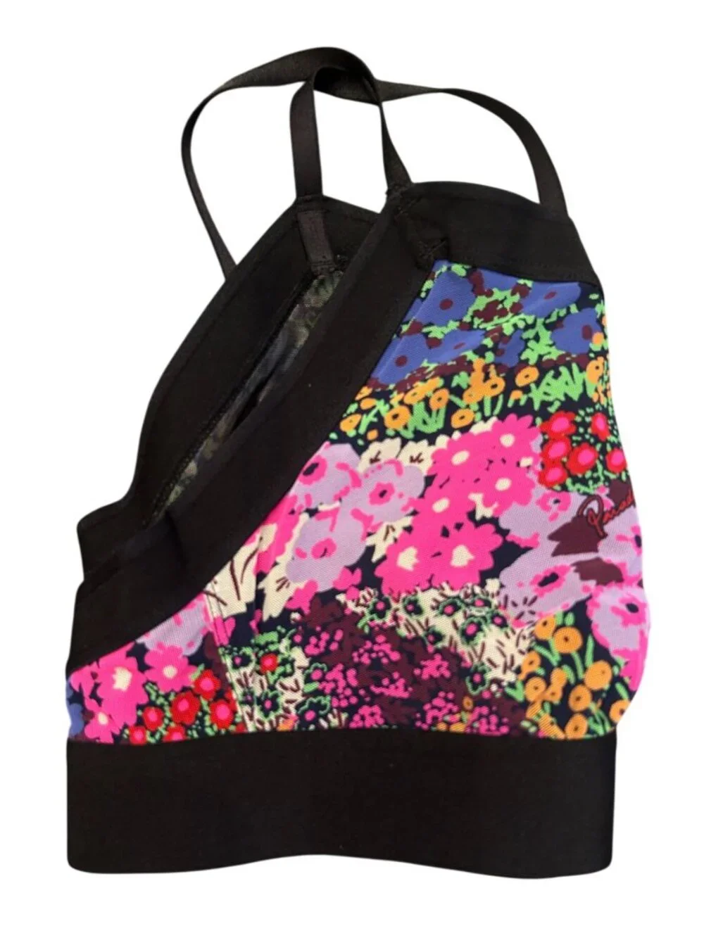 Parade Plunge Bralette – 2XL, Mesh Floral, Wire‑Free, Adjustable, Semi‑Sheer